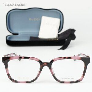 Gucci Women Eyeglasses Pink Havana Demo Square GG1537OK 004 BRAND NEW
